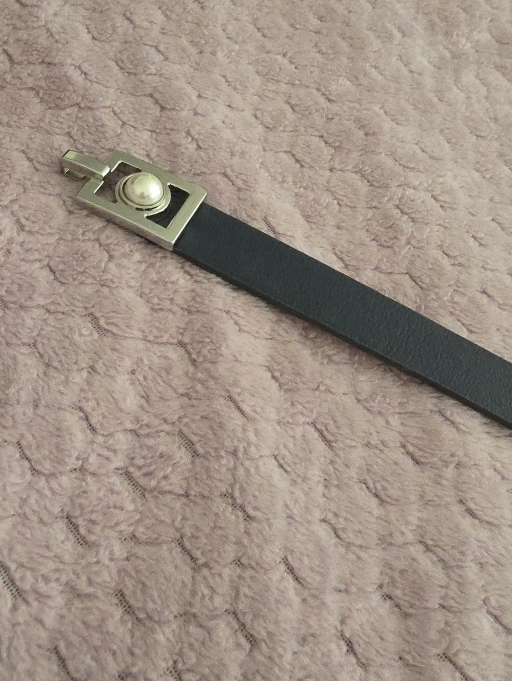 White House Black Market Black Leather Belt with Silver-Tone Buckle